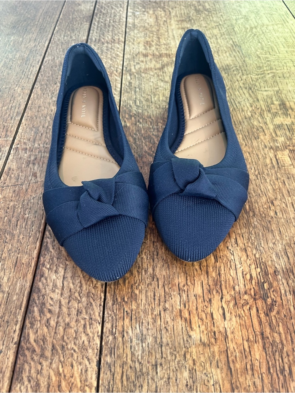Kelly & Katie Navy Knot Ballet knit Flats comfort sole NEW office business
